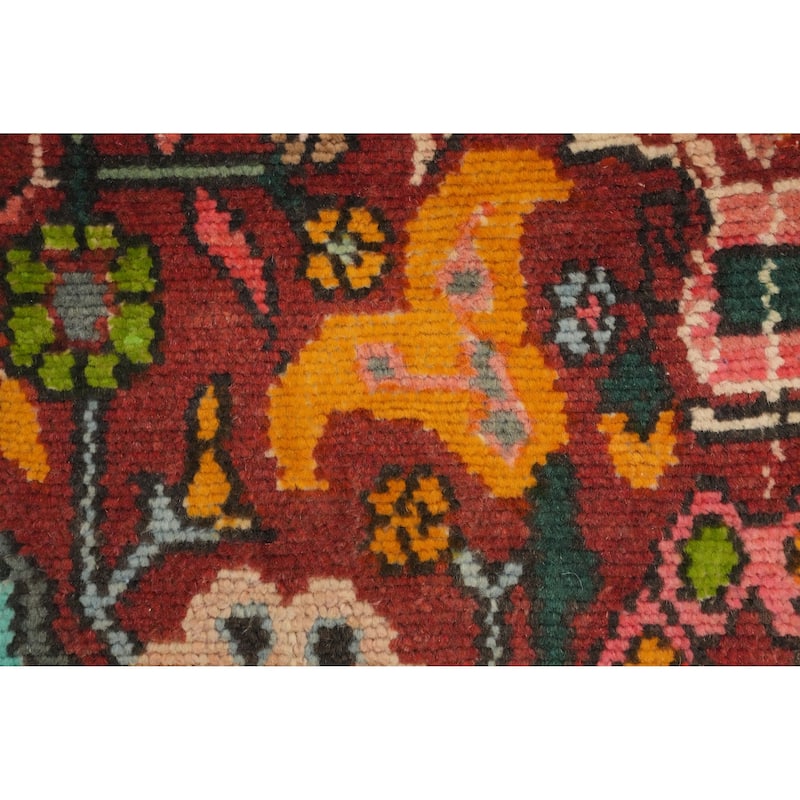 Hand Knotted Oriental 100% Wool Carpet Traditional Floral Oranges & Rust Lilian Runner Rug - 10' 0'' X 3' 6''