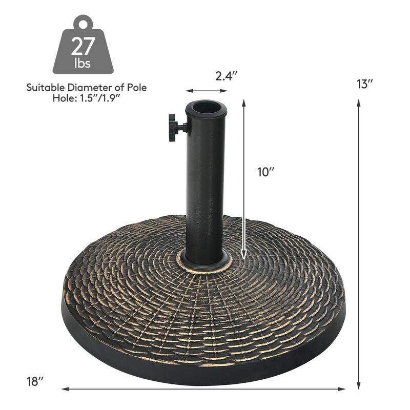 26.5lbs Patio Market Umbrella Base Stand - Bronze - 18" x 13" (D x H)