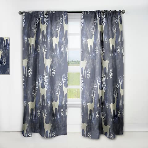 Designart 'Raindeer With Christmas Snowflakes' Animals Curtain Single Panel