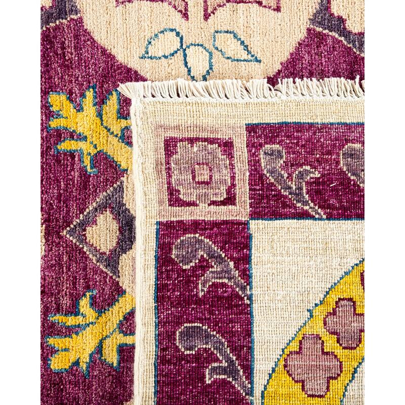 Overton Hand Knotted Wool Contemporary Patchwork Ivory Area Rug - 9' x 12'