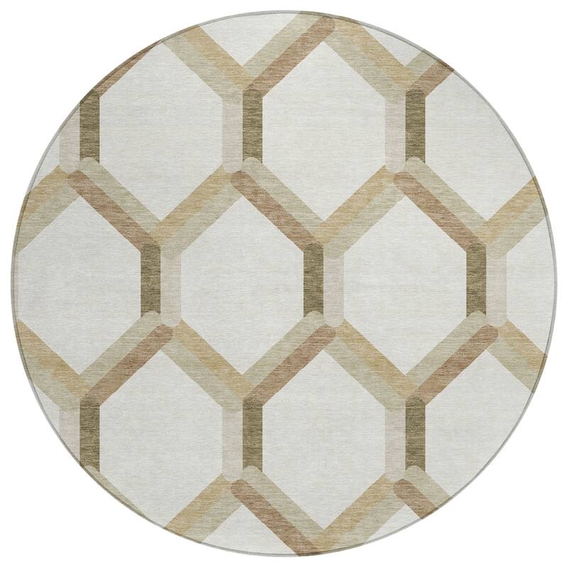 Machine Washable Indoor/ Outdoor Modern Trellis Chantille Rug