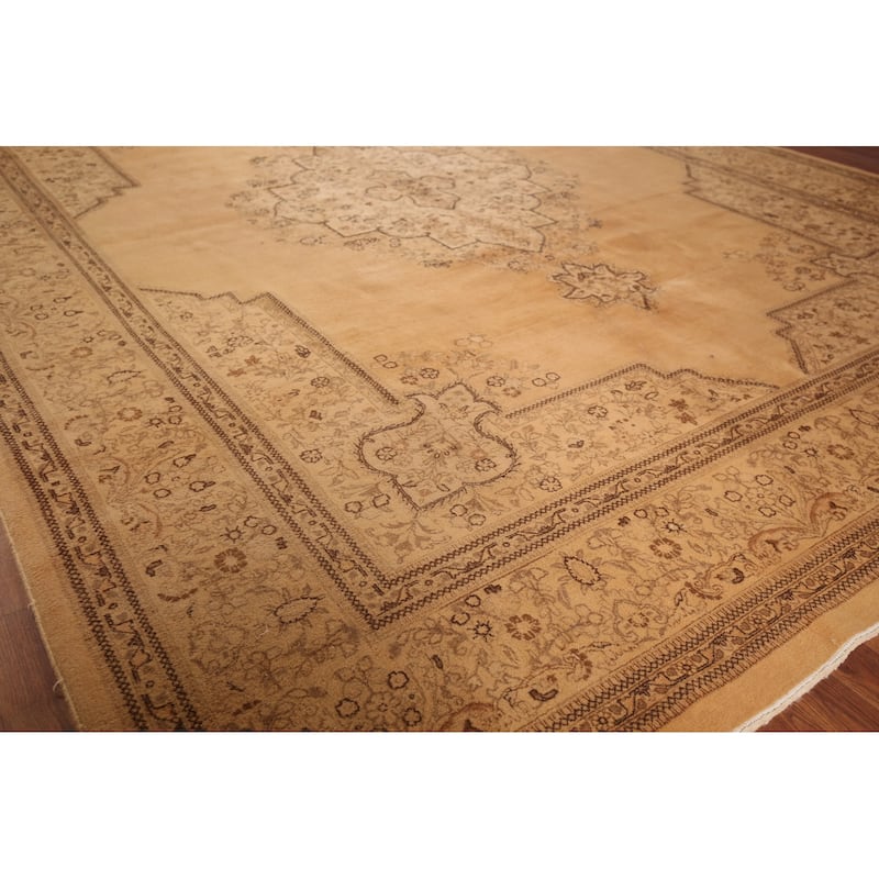 Geometric Tabatabaei Persian Vintage Area Rug Handmade Wool Carpet - 9'7"x 12'7"