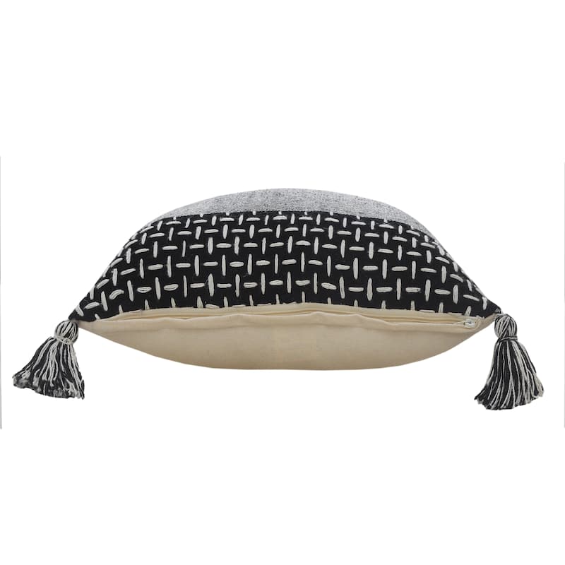 Sevita Interwoven Dash Geometric Throw Pillow with Tassels