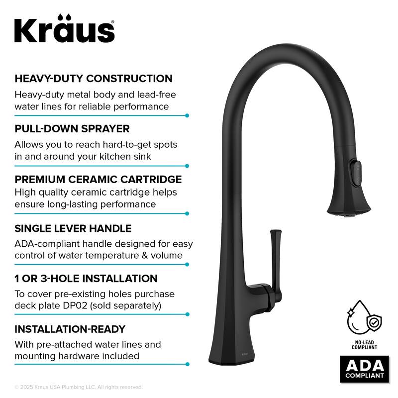 KRAUS Savan 2-Function Single Handle Pull Down Kitchen Faucet
