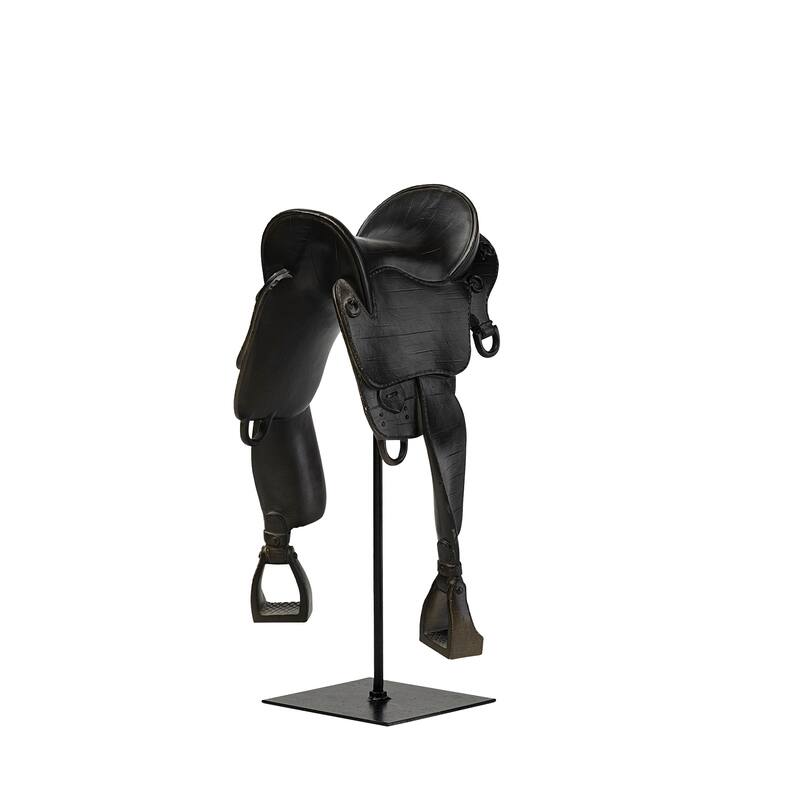 Colt I Black Resin & Metal Western Horse Saddle - 7.9L x 9.1W x 16.9H - Black
