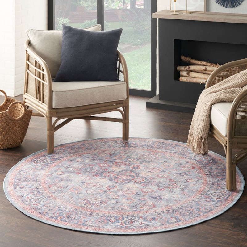 New Concept Washables Vintage Medallion Machine Washable Area Rug