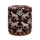 preview thumbnail 14 of 17, Dex Leopard Pattern Jacquard Upholstered Round Ottoman Brown