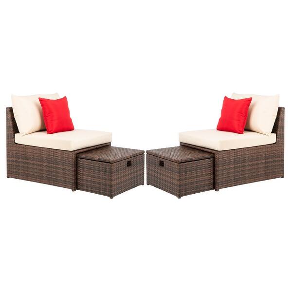 Shop Safavieh Telford Rattan Outdoor Sette And Storage Ottoman Overstock 14592646,Cute Deer Girl Drawing