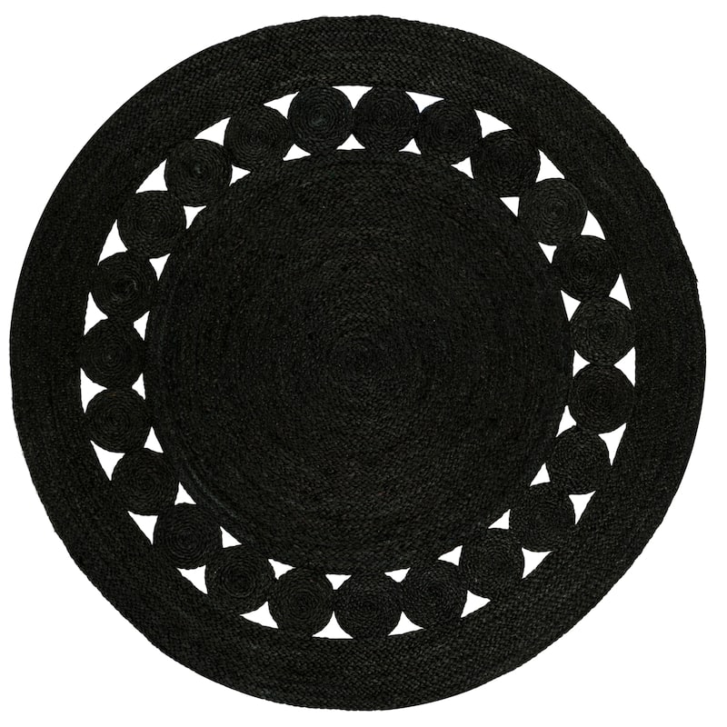 SAFAVIEH Handmade Natural Fiber April Jute Rug - 10' Round - Black