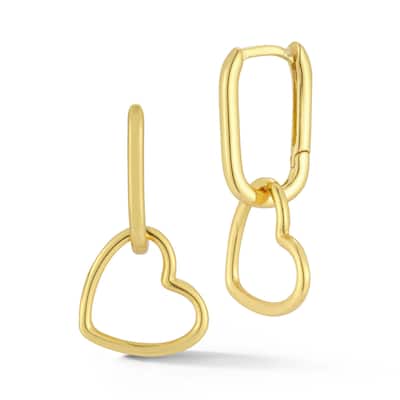 Soleil Sterling Silver Open Heart Charm Earrings