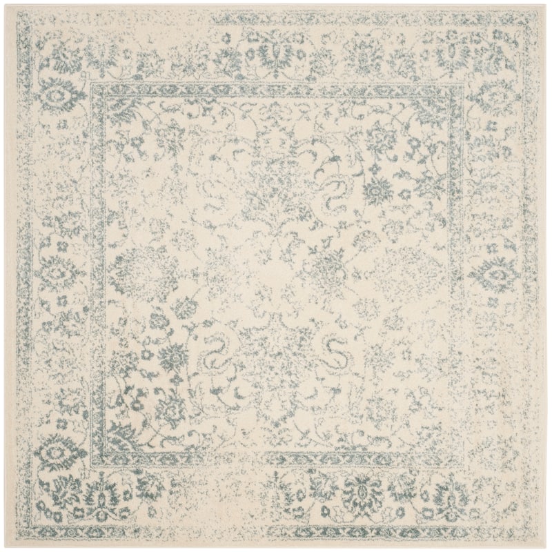 SAFAVIEH Adirondack Riin Rustic Shabby Chic Distressed Rug - 6' Square - Ivory/Slate