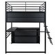 preview thumbnail 24 of 24, Twin/Full Size Kids Loft Bed with LED Light and Storage Shelves, Teens Metal Bed Frame with Ladder and Desk