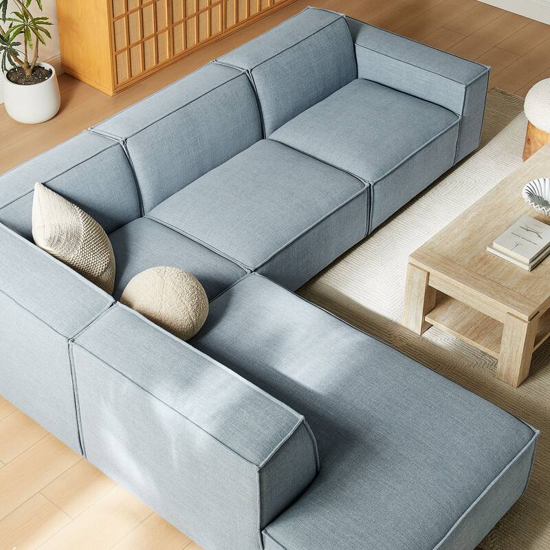 Restore 4-Piece Performance Fabric Upholstered Modular L-Shaped Sofa