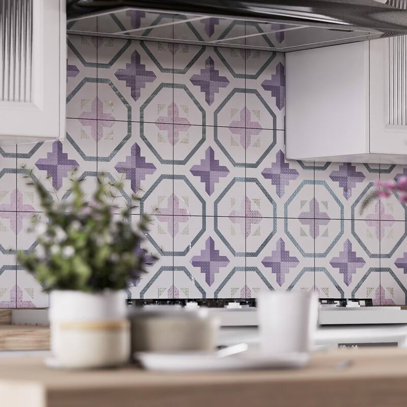Merola Tile Prisma Lavender 9-3/4" x 9-3/4" Porcelain Floor and Wall Tile