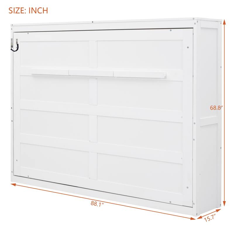 Full / Queen Space-Saving Murphy Wall Bed with Flexible Slats and No Box Spring Needed