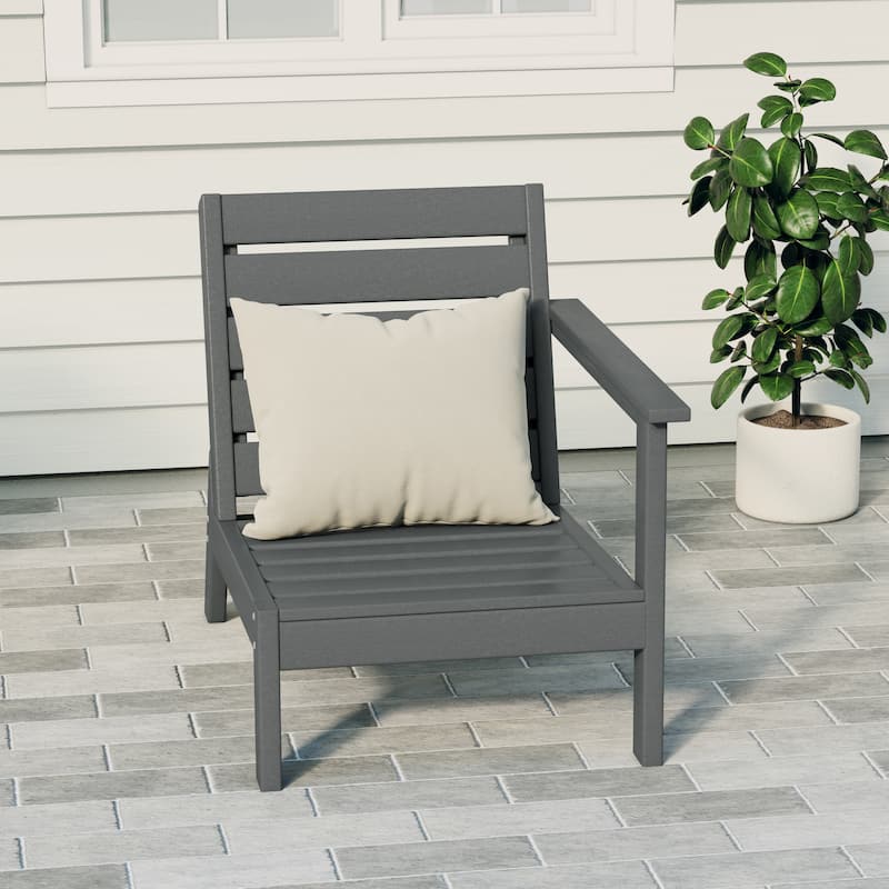 Polytrends Birchwood All Weather HDPE Outdoor Patio Deep Seating Right Arm Facing Chair - Gray