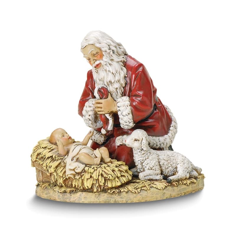 Curata 8.75in Kneeling Santa Stone Resin Figurine