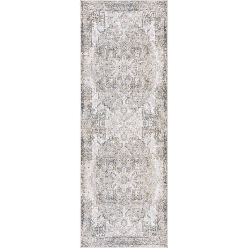 Hauteloom Manhattan Machine Washable Oriental Persian Medallion Vintage Distressed Area Rug