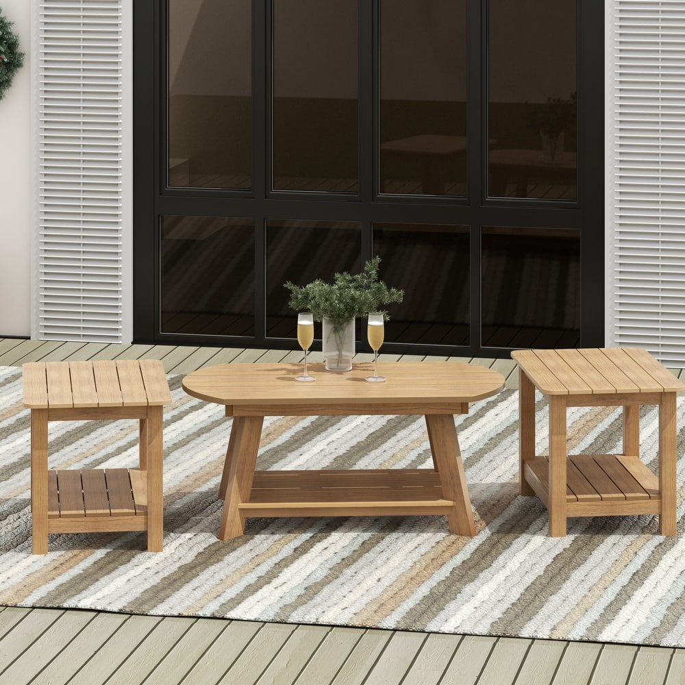 Vineyard HIPS Outdoor Eco-Friendly Coffee Table and Side Tables (3-Piece Set)