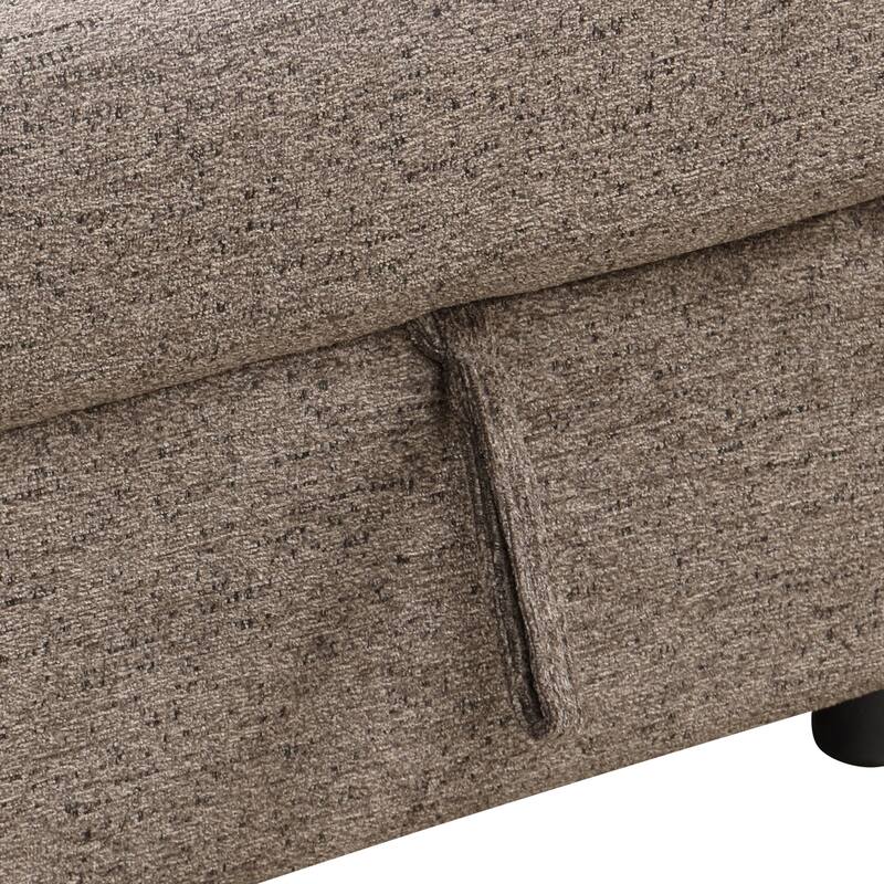 Reversible Sleeper Sectional Sofa Bed with Side Shelf and 2 Stools,Pull-Out L-Shaped Sofa Bed