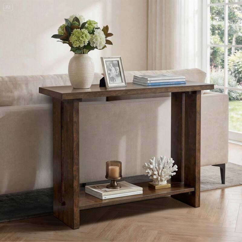 Martha Stewart Lily Pond Shiloh Console Table - 47.75"W x 16.75"D x 34"H - 47.75"W x 16.75"D x 34"H - Brown
