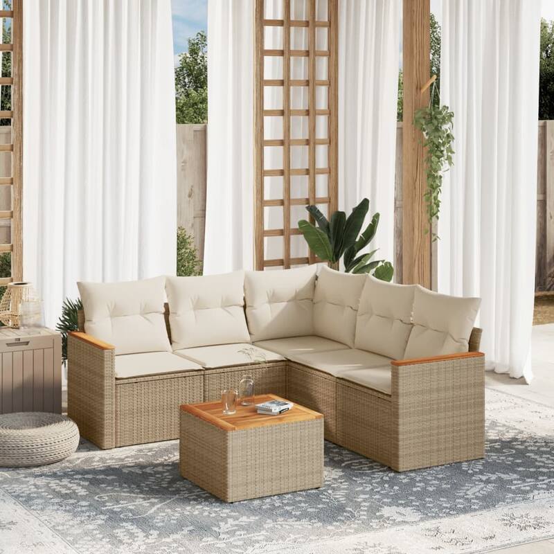 vidaXL Garden Sofa Set Black - Beige Medium With table