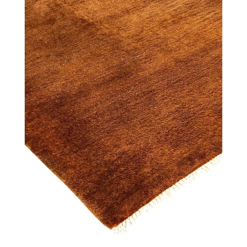 Overton Hand Knotted Wool Vintage Inspired Modern Contemporary Overdyed Yellow Area Rug - 8' 10" x 11' 10"