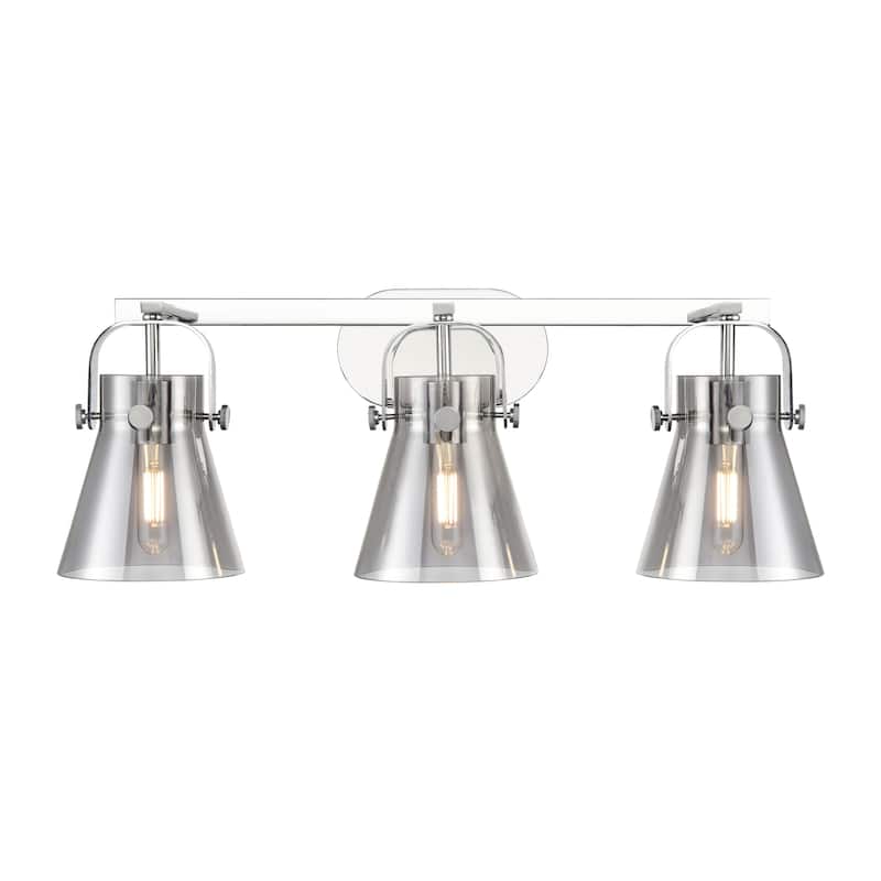 Innovations Lighting 423-3W-10-27 Pilaster II Cone Vanity Pilaster II - Polished Chrome / Plated Smoke