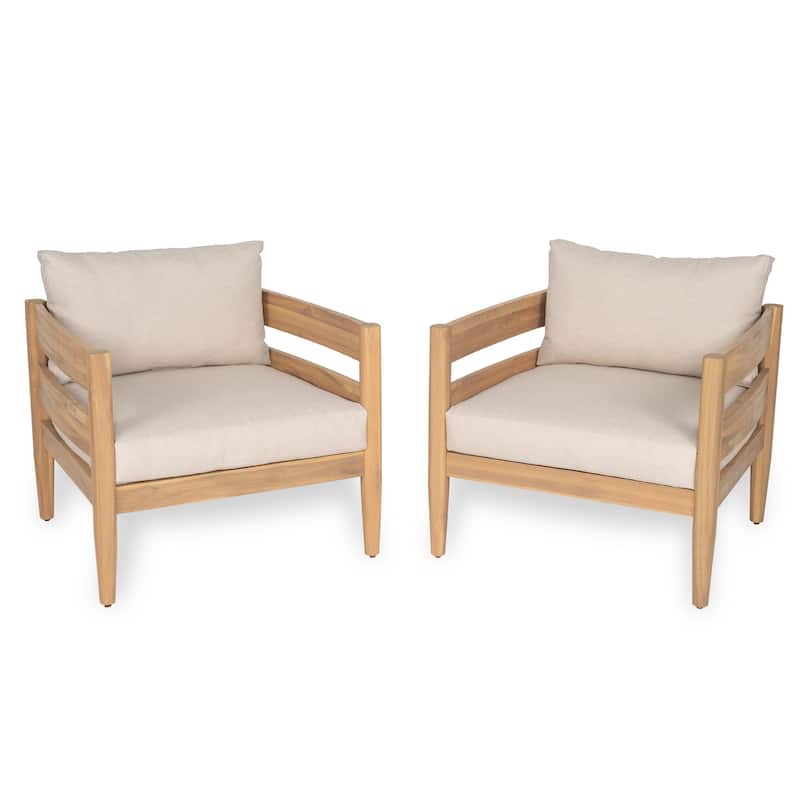 Christopher Knight Home- Avery Curved Acacia Wood Outdoor 5 Piece Chat Set