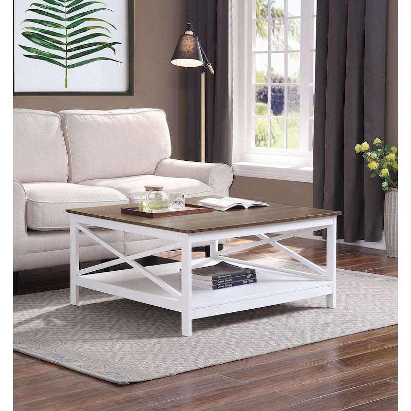 Convenience Concepts Oxford 36" Square Coffee Table with Shelf