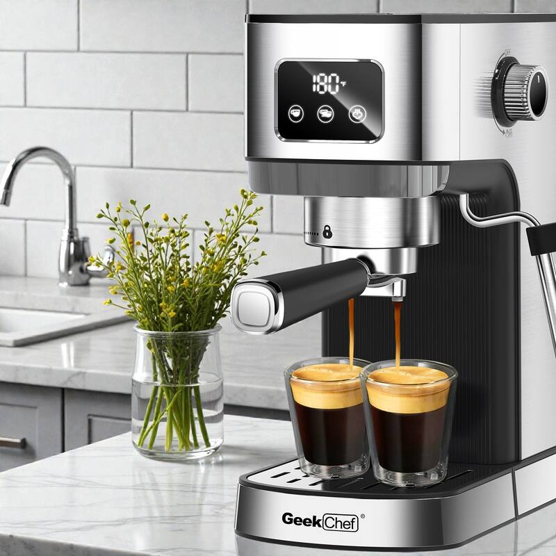 20 Bar Espresso Machine with Milk Frother Steam Wand, ESE Pod Compatible Cappuccino Latte Maker for Home