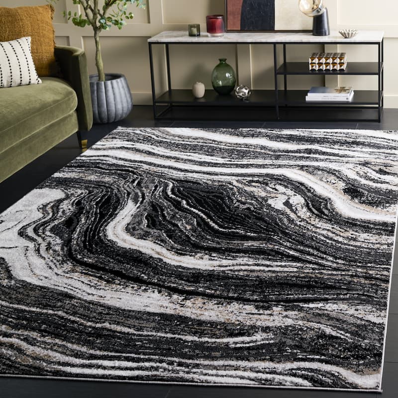 SAFAVIEH Parker Vicy Modern & Contemporary Rug - 6' x 9' - Black/Ivory Gold