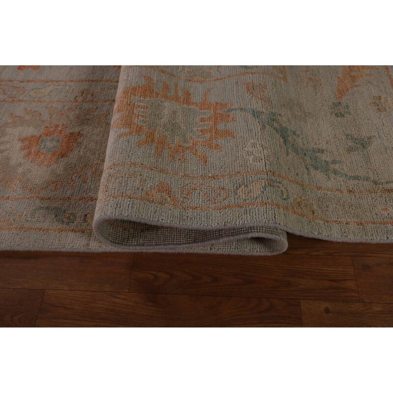 All-Over Vegetable Dye Oushak Turkish Area Rug Handmade Wool Carpet - 9'0" x 11'10"