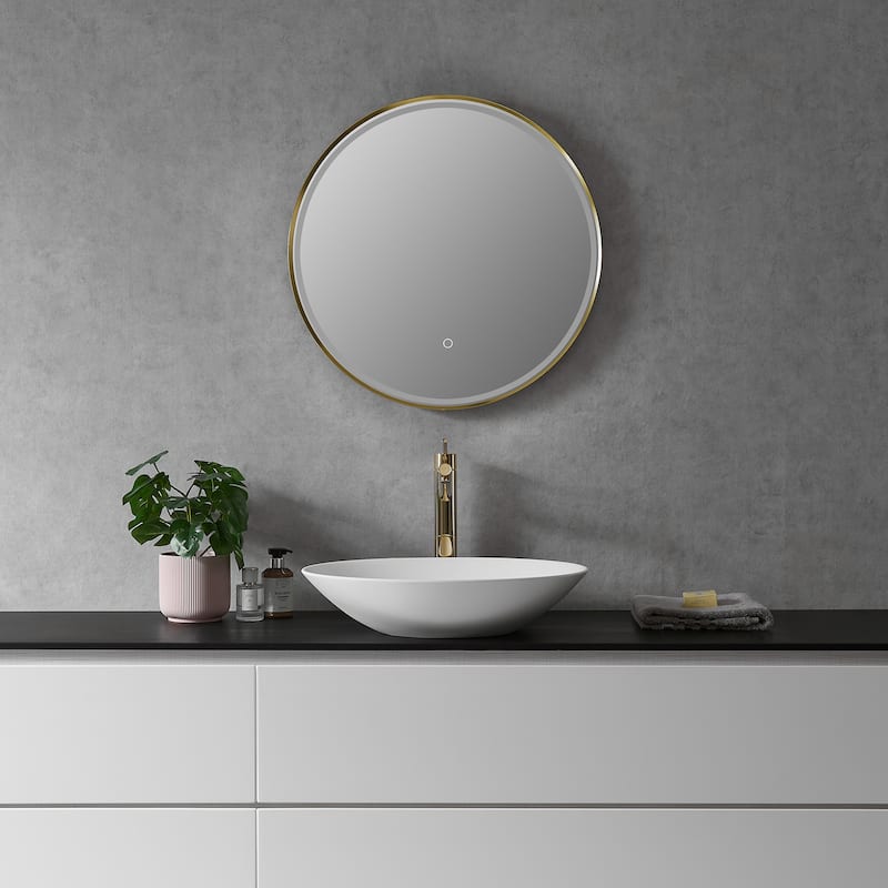 Altair Palme Round Framed Bathroom LED Lighted Wall Mirror