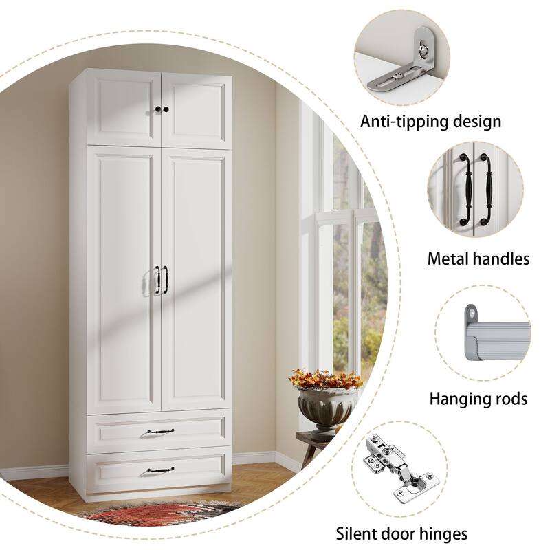89" Large Wardrobe Armoire Closet High Cabinet Storage