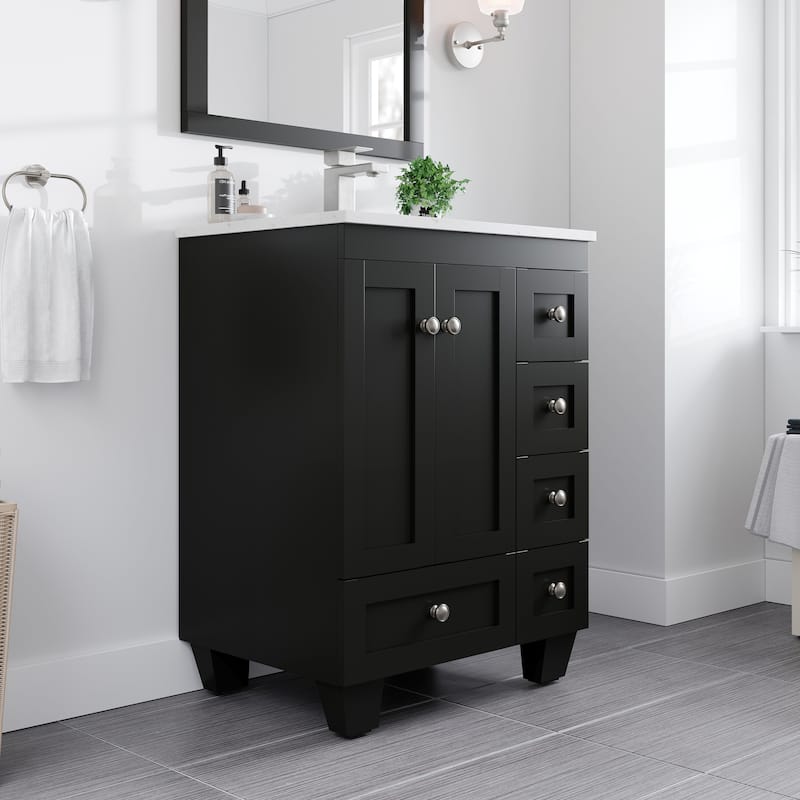 Eviva Acclaim 24"W Bath Vanity with Carrara Quartz Top & Undermount Sink