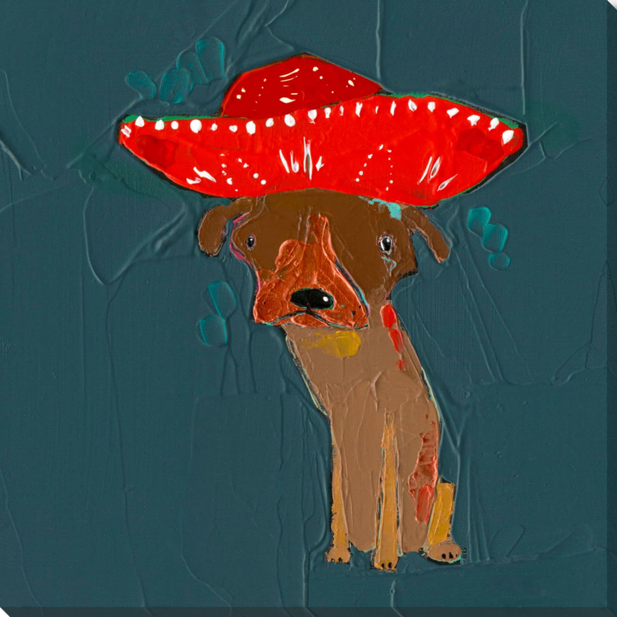 Shop Brown And Red Dog Painting Square Wall Art Decor 28 X 28