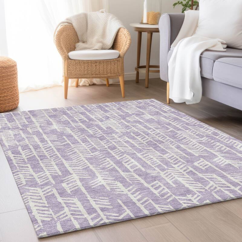Premium Washable Super Soft Modern Arrows Mayfield Rug - Lavender - 2'6" x 3'10"