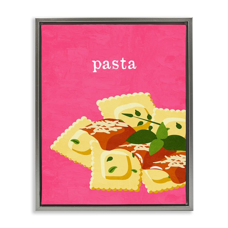 Stupell Ravioli Pasta Dish Framed Floater Canvas Wall Art Design By Kim Allen - 17 x 21 - Grey