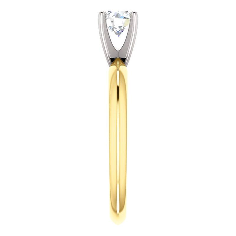 5/8 Ct Diamond Solitaire Round Cut Engagement Ring Two Tone Yellow Gold
