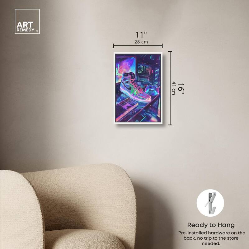 Neon Gaming Set Up Canvas by Art Remedy