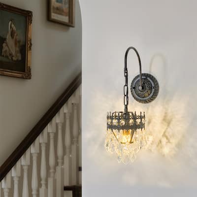 Vintage Crystals Wall Lighting Sconce Lamp with Clear Crystals