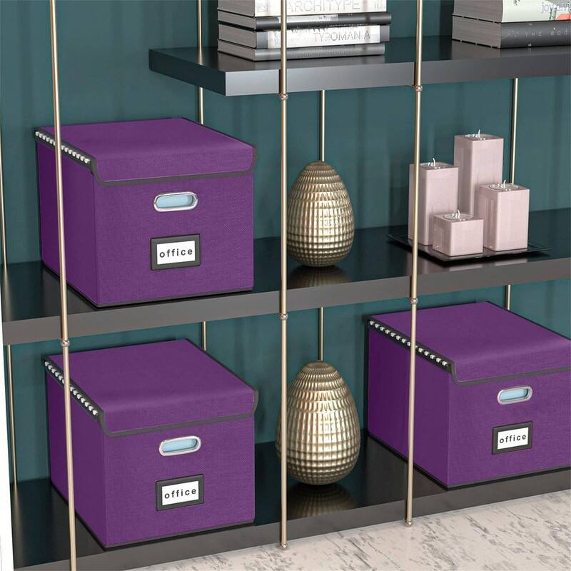 Collapsible File Storage Organizer Box - 14.9"L x 12.7"W x 10.8"H