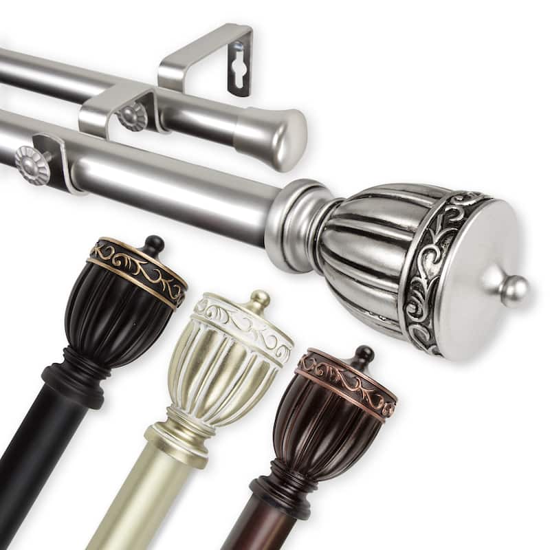 InStyleDesign Risler 1 inch Diameter Adjustable Double Curtain Rod