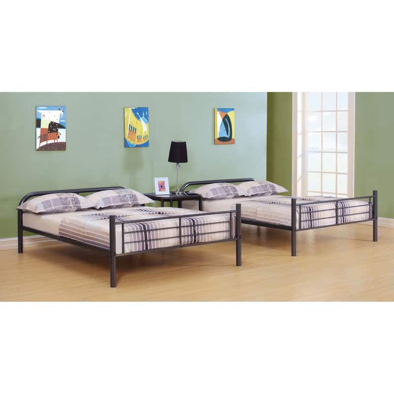 Full over Full Metal Bunk Bed with Reversible Ladder