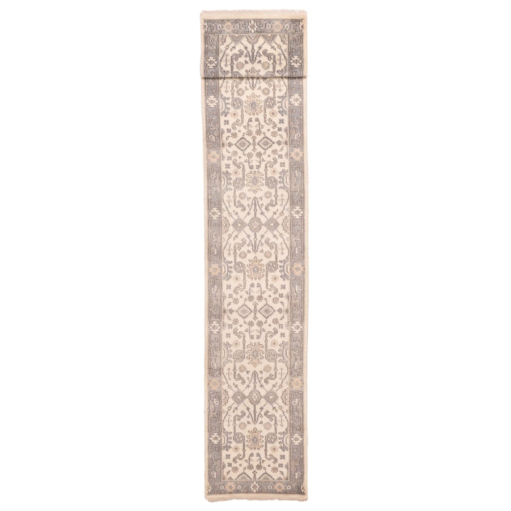 ECARPETGALLERY Hand-knotted Royal Oushak Ivory Wool Rug - 2'6 x 19'5