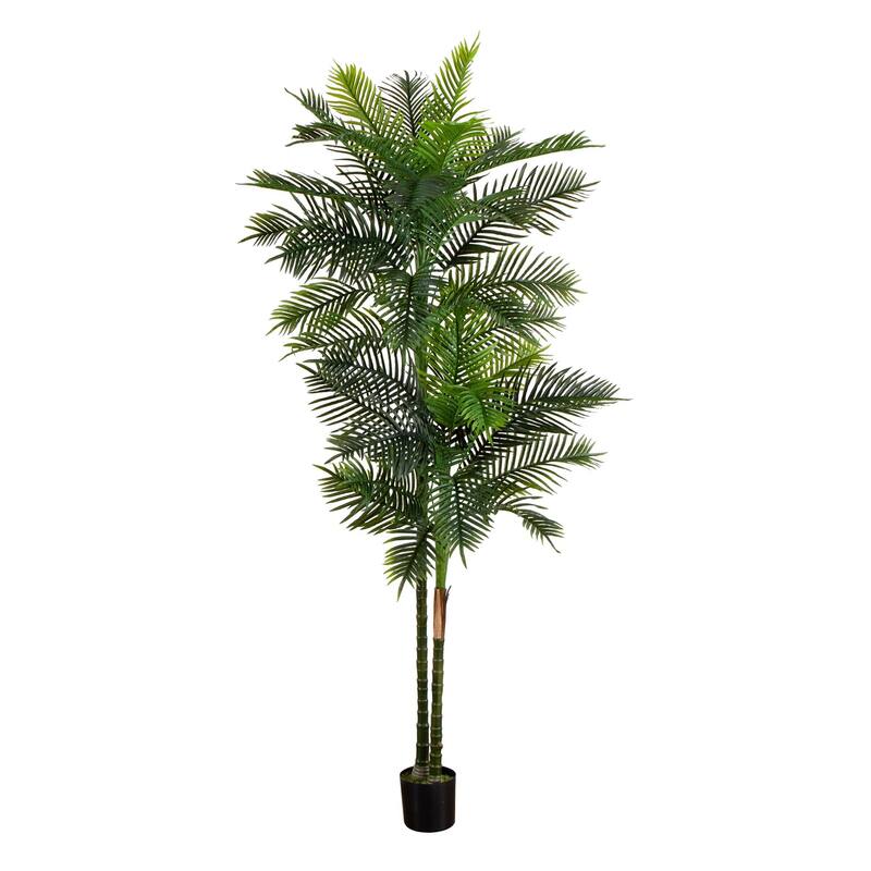 9' UV Resistant Double Robellini Palm Tree (Indoor/Outdoor) - Green