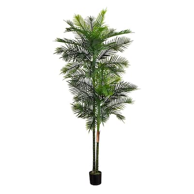 9' UV Resistant Double Robellini Palm Tree (Indoor/Outdoor) - Green