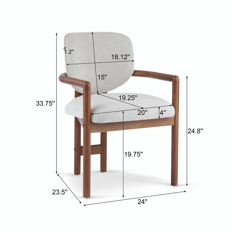 Set of 2 Upholstered Arm Chairs with Rubber Wood Accent Legs