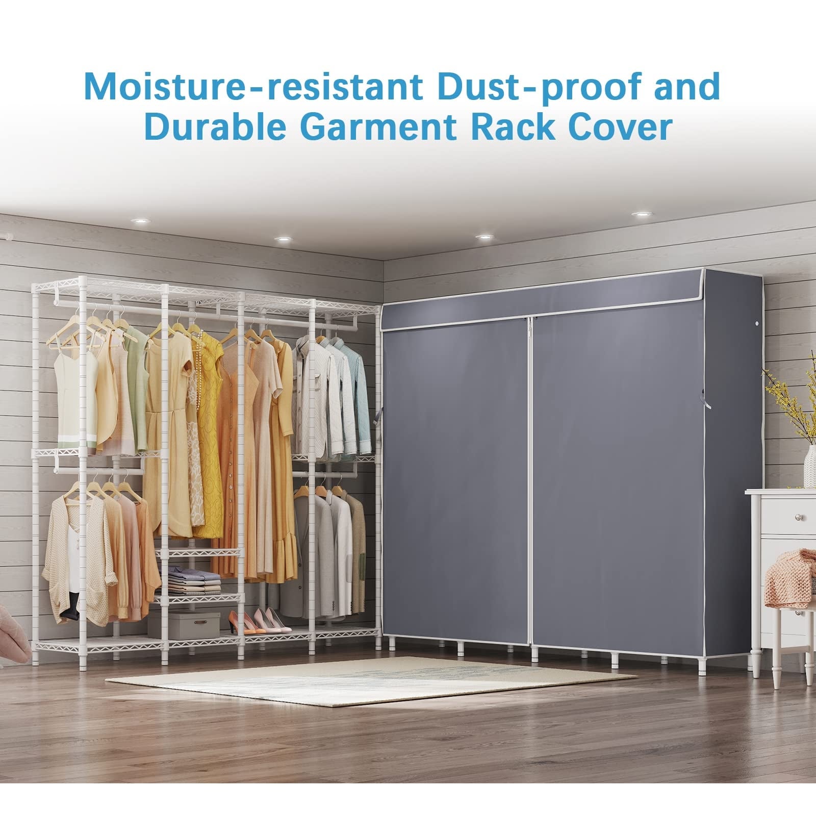 Covered Garment Rack Heavy Duty Clothes Rack with Cover Freestanding Closet with Adjustable Shelves Portable Wardrobe Closet On Sale Bed Bath Beyond 38300852